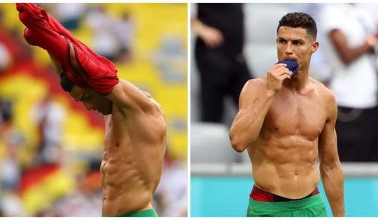 Ronaldo lột áo tặng fan: Ngã gục với body '6 múi sầu riêng'
