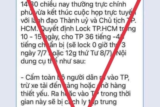 Bác bỏ tin lan truyền ‘lock TPHCM trong 10-15 ngày’