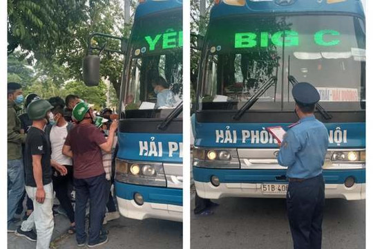 Thanh tra giao thông Hà Nội “đón lõng” xe khách vi phạm phòng dịch