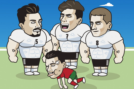 Biếm họa 24h: Cristiano Ronaldo "bầm dập" vì đọ sức với tuyển Đức