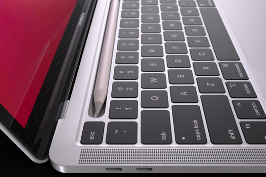 Hình ảnh MacBook Pro thay thế Touch Bar bằng đế cắm Apple Pencil
