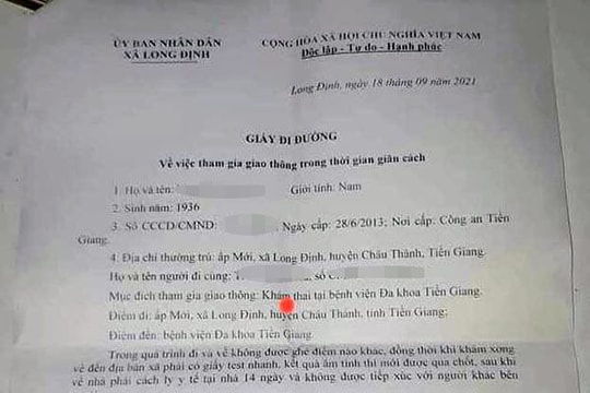 Cấp giấy đi đường cho cụ ông 85 tuổi đến viện khám thai là do "áp lực"