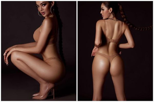 Hoa hậu Chuyển giới Trân Đài như nude 100% vì bikini 'tàng hình'