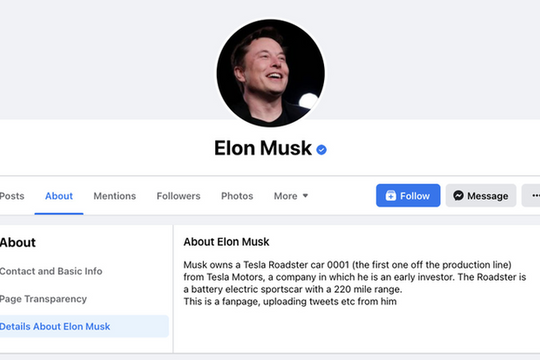 Facebook sai ngớ ngẩn khi cấp dấu tích xanh cho 'Elon Musk'