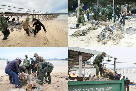 Bãi biển Cô Tô thơ mộng bị rác bủa vây tứ bề, xã đảo huy động tổng lực thu gom