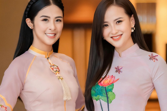Hoa hậu Khánh Ngân, Ngọc Hân bất ngờ chọn cùng tông áo dài