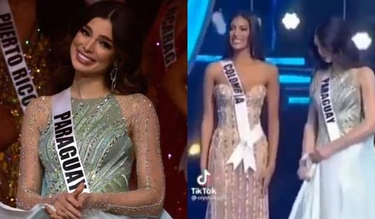 Á hậu 1 Miss Universe 2021 làm gì khi bị đối thủ giẫm váy?