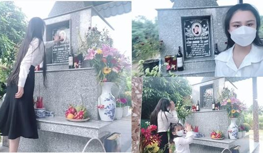 1 năm Vân Quang Long mất, vợ hai đưa con đi thăm mộ bố