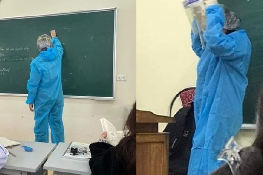 Phụ huynh nói gì về việc cô giáo mặc cả bộ đồ bảo hộ lên lớp?