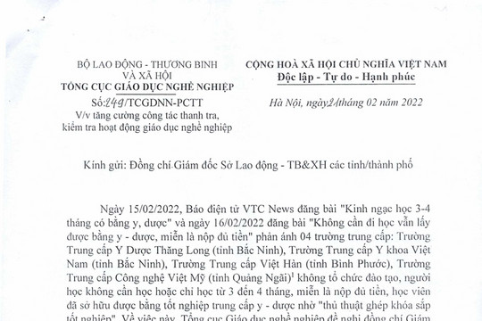 Sau loạt bài của VTC News: Yêu cầu thanh tra một loạt trường trung cấp y - dược