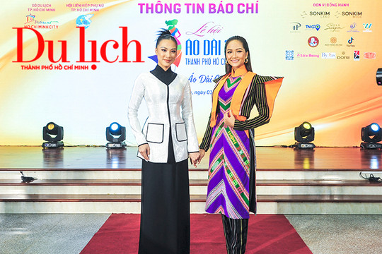 Đại sứ hình ảnh lễ hội áo dài 2022 H'Hen Niê rực rỡ trong tà áo dài thổ cẩm