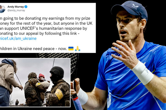 Thắng trận thứ 700, Andy Murray tặng hết tiền thưởng năm 2022 cho trẻ em Ukraine