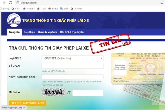 Phát hiện 3 website giả mạo trang thông tin điện tử Giấy phép lái xe