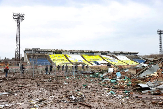Sân vận động mang tên nhà du hành Yuri Gagarin ở Ukraine bị Nga phá tan tành