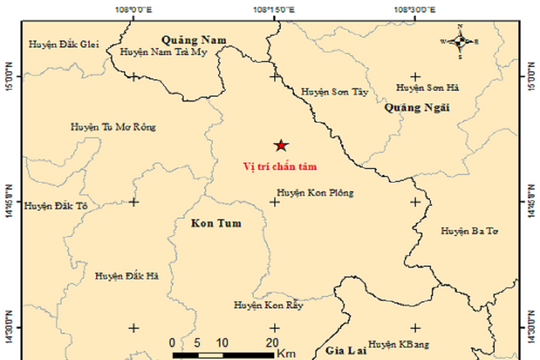 Kon Tum xảy ra 2 trận động đất liên tiếp trong một buổi sáng