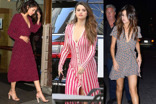 Nhờ chăm diện váy áo cổ chữ V, Selena Gomez trông vẫn nuột nà ngay cả khi tăng cân