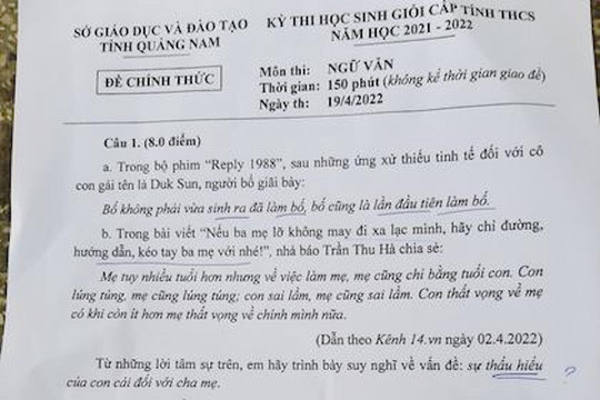 Đề thi học sinh giỏi Văn của Quảng Nam khiến dân mạng phát 'sốt'