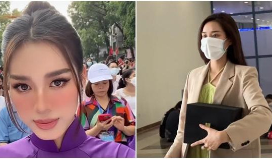 Hoa hậu Đỗ Thị Hà make up lồng lộn, nổi bần bật trong phòng thi