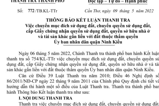 Kiến nghị công an làm rõ sai phạm đất đai tại quận Ninh Kiều