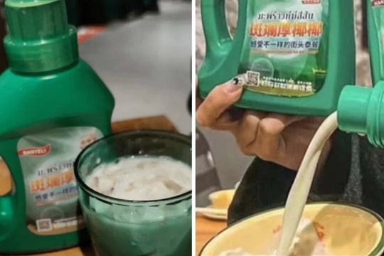 Chai đựng trà sữa giống hệt bình nước giặt đồ khiến người dùng hoang mang