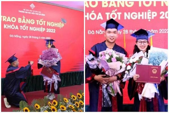 Chàng trai Đà Nẵng bất ngờ cầu hôn bạn gái ngay trong lễ tốt nghiệp