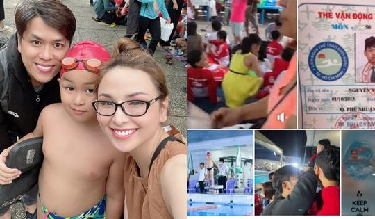Hoa hậu Diễm Hương bức xúc khi con trai bị 'xử ép' cuộc thi bơi
