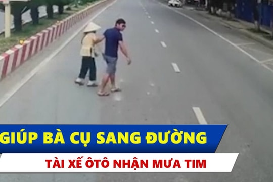Khoảnh khắc tài xế ô tô dừng xe, giúp cụ bà sang đường khiến dân mạng ấm lòng