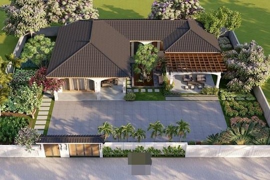 Cả thế giới bình yên thu gọn lại trong ngôi nhà mái dốc hình chữ U