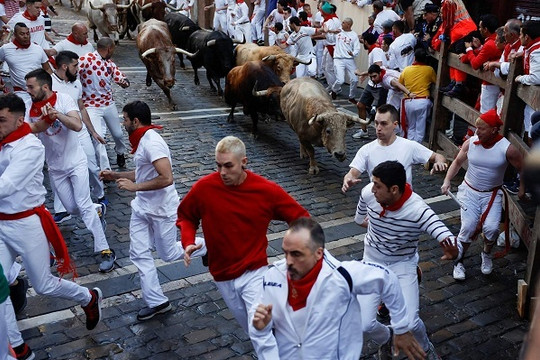 Thót tim với những người tham gia lễ hội đua bò tót San Fermin ở Tây Ban Nha