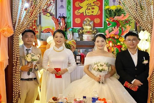 Đám cưới cùng ngày của hai chị em sinh đôi ở Quảng Nam gây 'sốt' mạng