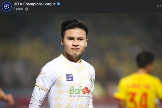Quang Hải bất ngờ xuất hiện trên fanpage Champions League