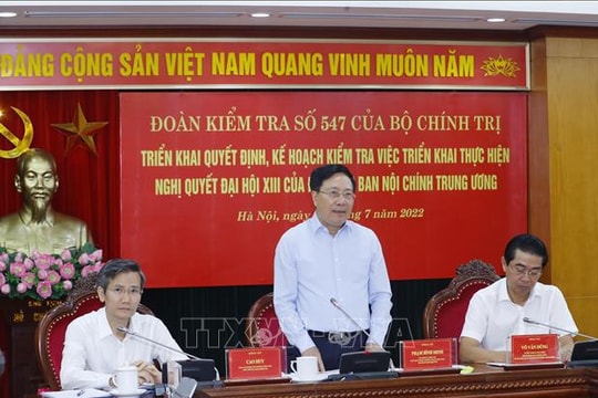 Kiểm tra việc thực hiện Nghị quyết Đại hội XIII của Đảng tại Ban Nội chính Trung ương