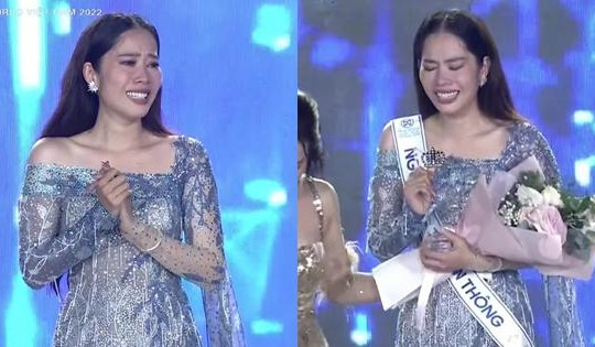 Nam Em khóc nấc trên sân khấu chung kết Miss World Vietnam 2022