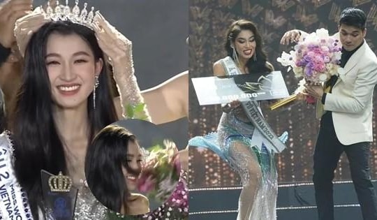 2 tân Á hậu trùng tên Nhi cùng rơi vương miện lúc đăng quang