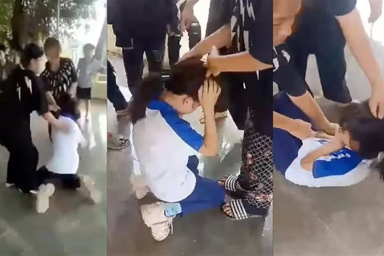 Nữ sinh lớp 6 ở Hà Nội bị bạn bắt quỳ rồi đạp thẳng vào mặt