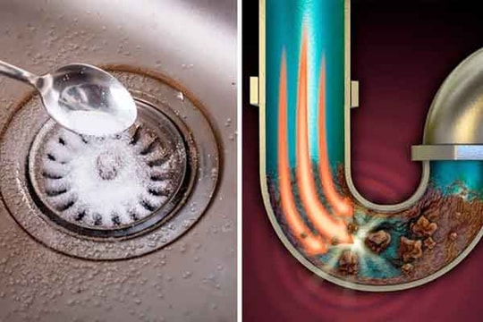 Ống thoát nước bồn rửa bát sạch tinh tươm nhờ mẹo làm sạch cực nhanh này