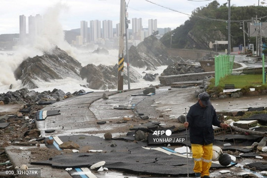 Cận cảnh sức tàn phá kinh hoàng của siêu bão Hinnamnor vào Hàn Quốc