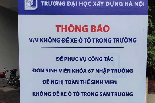 Thực hư tấm biển 'sinh viên không để ô tô trong sân trường' xôn xao mạng xã hội