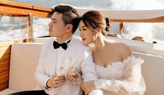 HOT: Đỗ Mỹ Linh tung ảnh cưới với con trai bầu Hiển