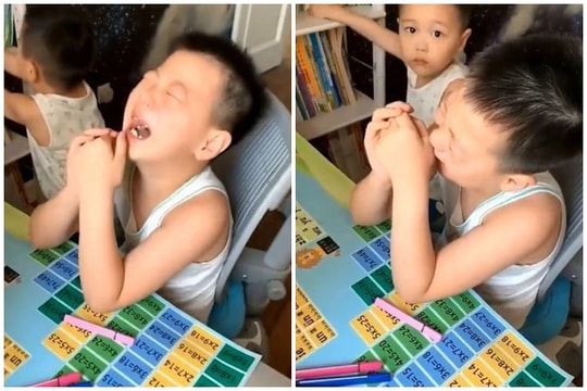 Cậu bé xung phong dạy em học Toán bỗng gào khóc nức nở sau 10 phút