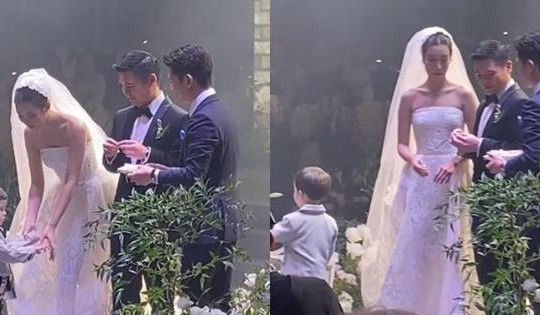 Con trai Quang Vinh hiếm hoi lộ diện trong đám cưới Đỗ Mỹ Linh