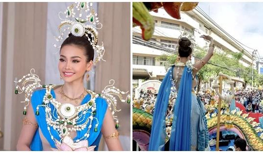 Á hậu 1 Engfa diện trang phục dân tộc diễu hành, Tân hoa hậu 'ra rìa'