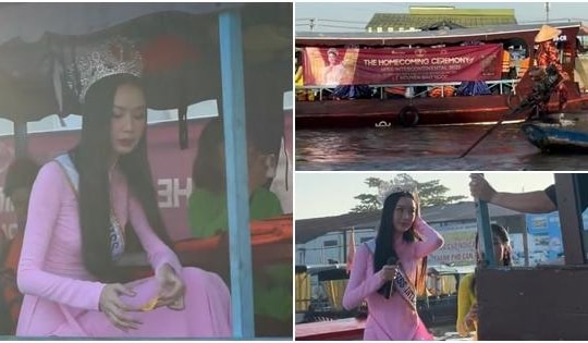 Bảo Ngọc đội vương miện 8 tỷ homecoming ở chợ nổi Cái Răng