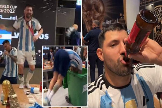 Thành viên tuyển Argentina 'cắm đầu thùng rác' mừng ngôi vô địch