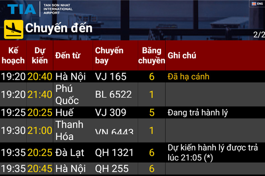 Tìm thông tin chuyến bay tại Tân Sơn Nhất bằng mã QR