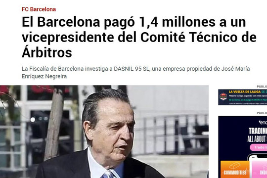 Chấn động: Barcelona hối lộ trọng tài suốt 2 năm