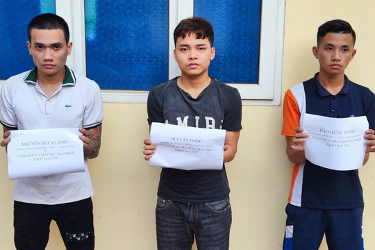 Tạm giữ 6 thanh niên mua bán, tàng trữ ma túy ở Thanh Hoá