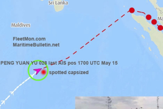 Tàu Trung Quốc bị lật giữa Ấn Độ Dương, 39 người mất tích