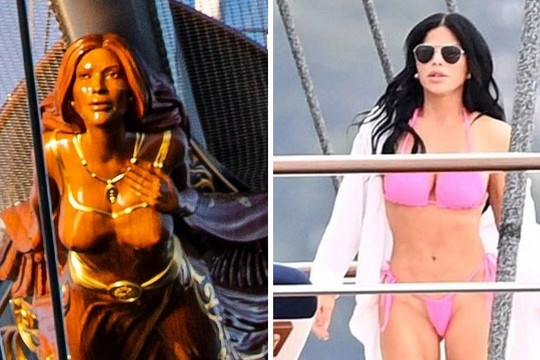 Tỷ phú Jeff Bezos ví bạn gái như nữ thần, dựng tượng trên du thuyền