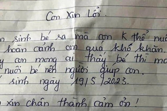 Bé trai sơ sinh bị bỏ lại dưới gầm cầu cùng lá thư viết vội ở Thái Bình
